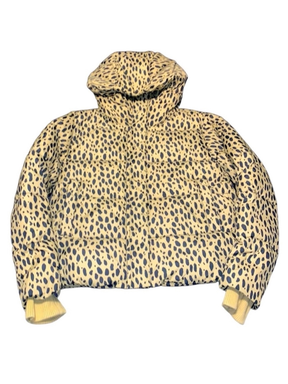 Crewcuts Girls Size 16 Tan Black Leopard Print Hooded Quilted Puffer Winter Coat